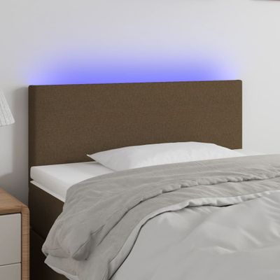 vidaXL Čelo postele s LED tmavohendé 90x5x78/88 cm látka