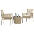 vidaXL Záhradný bistro set 3 ks Béžová polyratan