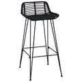 vidaXL Barová stolička 2 pcs Čierny 44 x 46 x 91 cm Ratan a oceľ