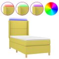 vidaXL Posteľ boxsping s matracom a LED zelená 100x200 cm látka