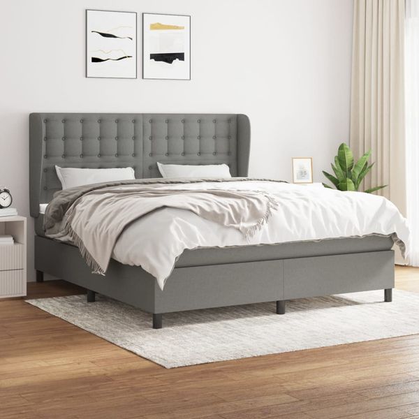 vidaXL Boxspring posteľ s matracom tmavosivá 180x200 cm látka