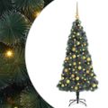 vidaXL Umelý predsvetlený vianočný stromček s balónikovým setom 210 cm