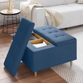 vidaXL Ottoman s Úložným Priestorom Modrá 80 x 80 x 45 cm látka