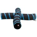 vidaXL Mačací tunel 4-cestný čierno-modrý 25 cm polyester