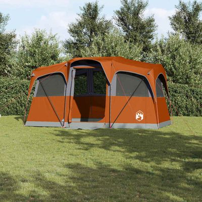 vidaXL Rodinný stan so strechou Oranžová a oranžová 435 x 255 x 216 cm
