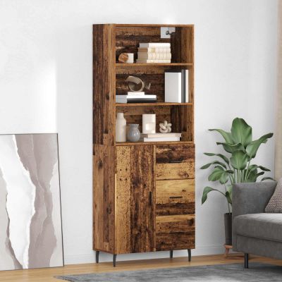 vidaXL Highboard so zásuvkou 2 pcs Staré drevo Kompozitné drevo