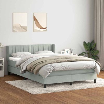 vidaXL Box Spring Posteľ s matracom Svetlosivá 160x220 cm Zamat