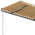 vidaXL Samostatne stojaca manuálna markíza 450x300 cm žlto-biela