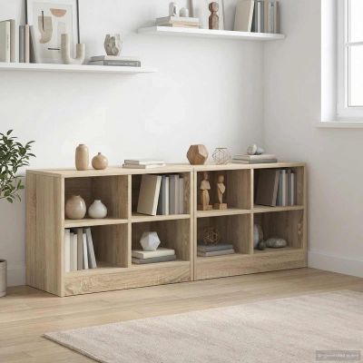 vidaXL Skriňa pod posteľ s poličkou 2 pcs Dub sonoma 66 x 33 x 48 cm