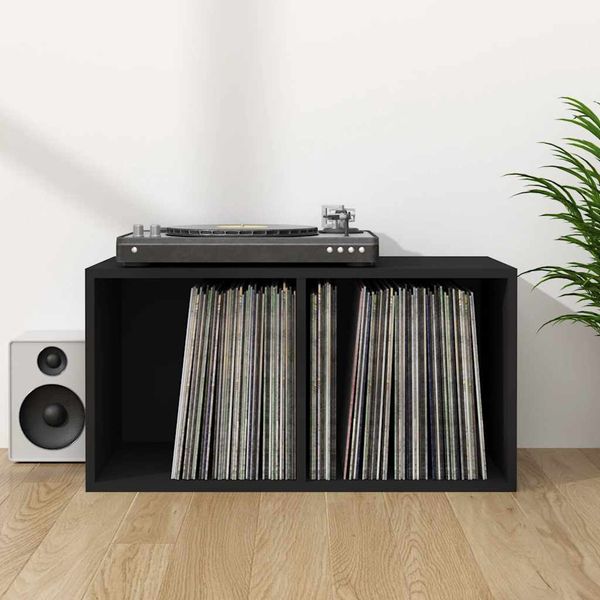 vidaXL Úložný box na vinyly, čierny 71x34x36 cm, kompozitné drevo
