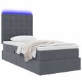 vidaXL LED úložná posteľ s matracom Tmavosivá 90 x 200 cm Zamat