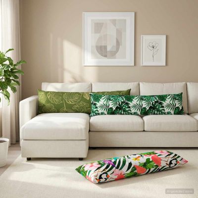 vidaXL Poťah na podložku 2 pcs HEERLEN Vzor s listami 40 x 145 cm