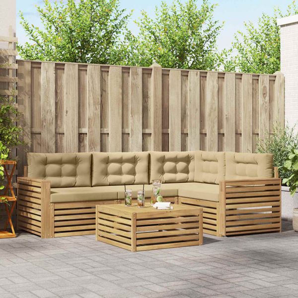 vidaXL Záhradná súprava gaučov 5 pcs Biela a béžová 79 x 79 x 37 cm