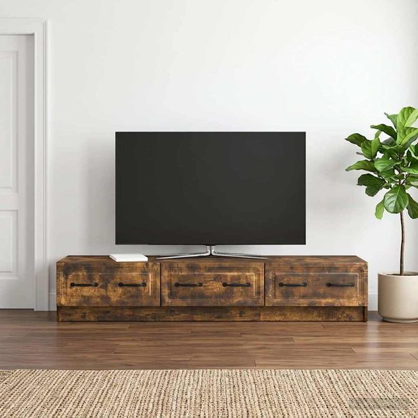 vidaXL TV skrinka Dymový dub 147 x 34,5 x 27 cm Kompozitné drevo