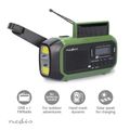 Rádio NEDIS RDDBCR2000GN núdzové DAB+/FM, ručná kľuka, solárny panel