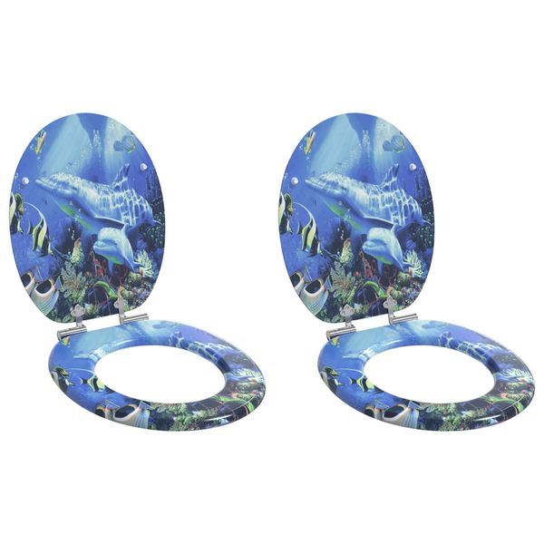 vidaXL Sedenie na toaletu s tichým zatváraním 2 pcs Modrá 44 x 38 cm