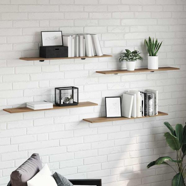 vidaXL Polica na knihy 4 pcs Hnedá 100 x 20 x 1,5 cm Kompozitné drevo