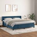 vidaXL Posteľný rám boxsping s matracom tmavomodrý 160x200 cm zamat