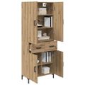 vidaXL Highboard Remeselný dub 69,5 x 34 x 180 cm Kompozitné drevo