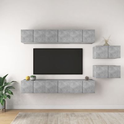 vidaXL TV skrinky 8 ks, betónovo sivé, kompozitné drevo