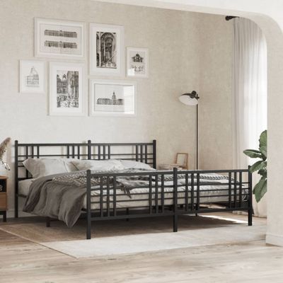 vidaXL Kovový rám postele s čelom a podnožkou čierny 200x200 cm