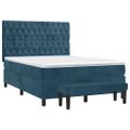 vidaXL Posteľný rám boxsping s matracom tmavomodrý 140x190 cm zamat