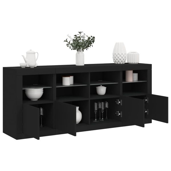 vidaXL Komoda s LED svetlami čierna 163x37x67 cm