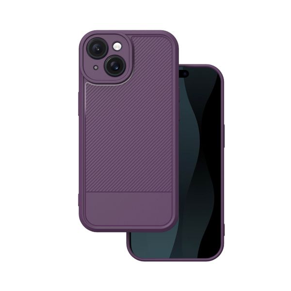 Jednoduché uhlíkové puzdro pre iPhone 15 6,1" fialové