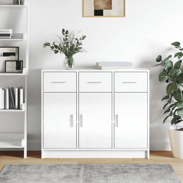 vidaXL Komoda vysoký lesk biela 91x28x75 cm kompozitné drevo