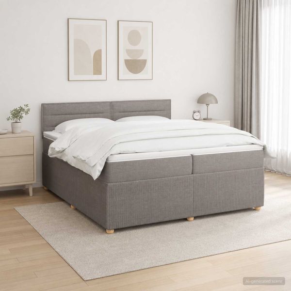 vidaXL Posteľ boxspring s matracom Sivohnedá 200 x 200 cm Látka