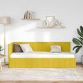 vidaXL Rohový rám postele s čelnou doskou Žltá 80 cm x 200 cm Zamat