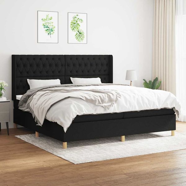 vidaXL Boxspring posteľ s matracom čierna 200x200 cm látka