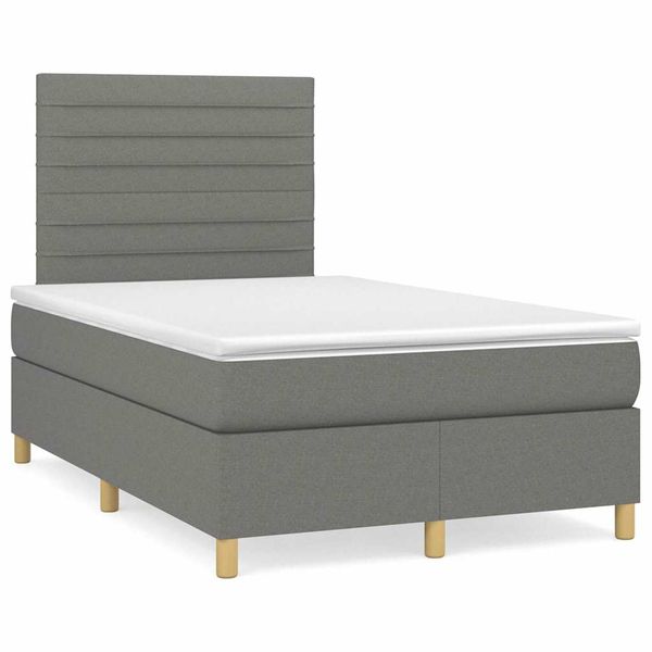 vidaXL Boxspring posteľ s matracom a LED, tmavosivá 120x190 cm, látka