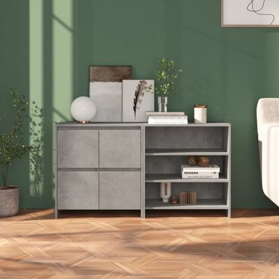vidaXL 2-dielna komoda betónová sivá spracované drevo