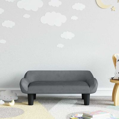 vidaXL Detská pohovka tmavosivá 70x40x24 cm zamat