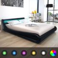 vidaXL Posteľ s matracom, LED, čierna, umelá koža 160x200 cm