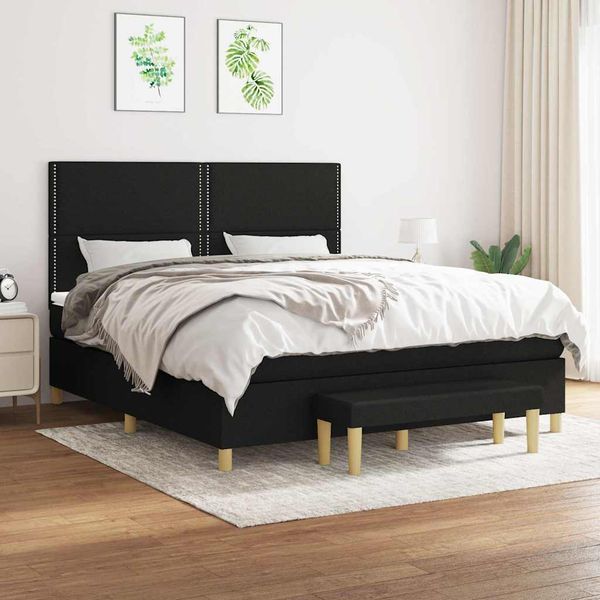 vidaXL Posteľný rám boxspring s matracom čierny 160x200 cm látka