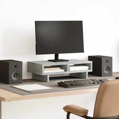 vidaXL Stojan na monitor betónový 50x27x15 cm kompozitné drevo