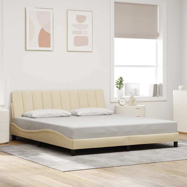 vidaXL Rám postele bez matraca Hanko krémová 180x200 cm látka