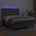 vidaXL Boxspring posteľ s matracom a LED sivá 140x200 cm umelá koža