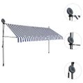 vidaXL Ručne zaťahovacia markíza s LED 350 cm, modro biela
