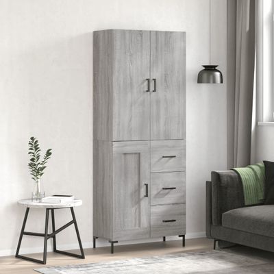 vidaXL Vysoká skrinka sivý dub sonoma 69,5x34x180 cm spracované drevo