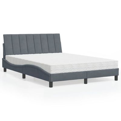 vidaXL Posteľ s matracom Hanko tmavosivý 140x200 cm zamat