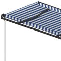 vidaXL Automaticky zaťahovacia markíza so stĺpmi 4,5x3,5 m modro-biela
