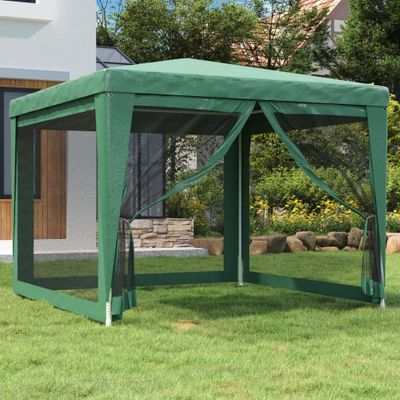 vidaXL Párty stan so 4 sieťkovanými bočnými stenami zelený 3x3 m HDPE