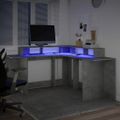 vidaXL Stôl s LED svetlami betónovo sivý 152x152x91 kompozitné drevo