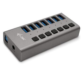 i-tec USB 3.0 Charging HUB 7port + Power Adapter 36W USB Hub, externý, 7x nabíjačka USB 3.0, napájací adaptér 36W, sivý