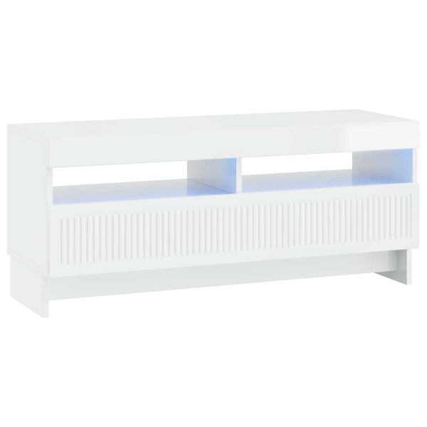 vidaXL LED TV kabinet Biela s vysokým leskom Kompozitné drevo