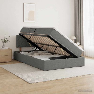 vidaXL Postel s úložným prostorem a matrací Tmavosivá 120 x 190 cm