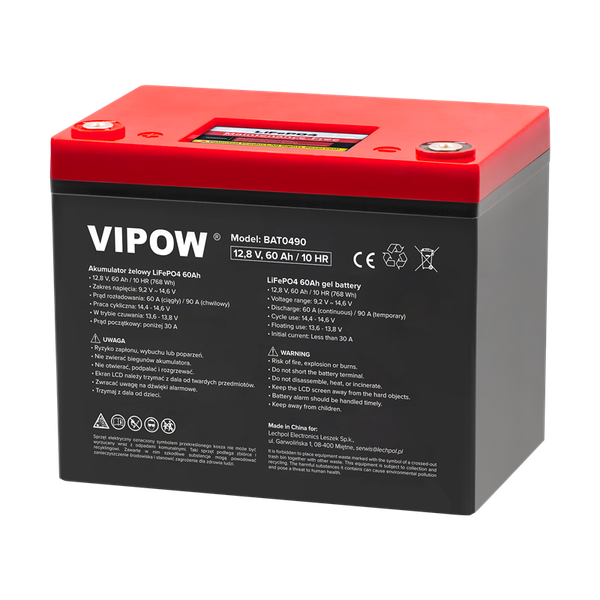 Batéria LiFePO4 12,8 V 60 Ah VIPOW BAT0490